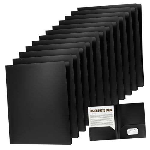 SEWACC 12 Stück Mappe Ordner mit Kartenfach praktische Ordner büromaterial aktenordner visitenkarten Aktenorganisator für den Schreibtisch Ordner für wichtige Dokumente Plastik Black von SEWACC