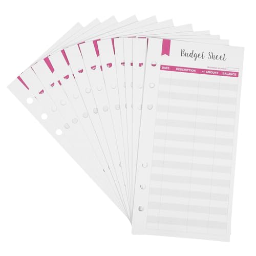 SEWACC 12 Stück Teiliges Budget Nachfüllpapier für Ringbuch Wiederverwendbare Finanzübersicht Täglicher Haushaltsplaner Praktische Budgetblätter für Geldorganizer Rot von SEWACC