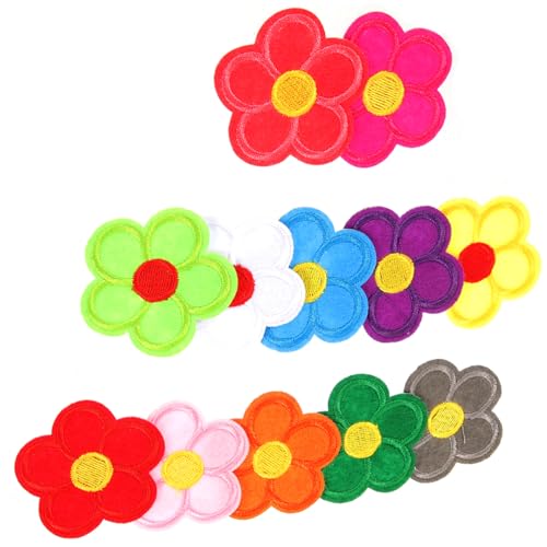 SEWACC 12 Stück Teiliges Bunte Blumen Aufbügel Patches aus Twill Bestickte Applikationen zum Aufnähen und Reparieren von Kleidung Jeans Taschen Rucksäcken und Hüten Langlebig und SEWACC 12 Stück Teiliges Bunte Blumen Aufbügel Patches aus Twill Bestickte Applikationen zum Aufnähen und Reparieren von Kleidung Jeans Taschen Rucksäcken und Hüten Langlebig und von SEWACC