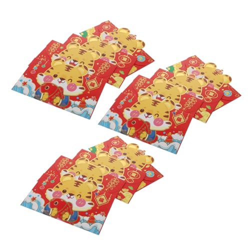 SEWACC 12 Stück Teiliges Cartoon Rote Umschläge Tiger Jahr Traditionelle Hongbao mit Glückszeichen für Chinesisches Neujahr Geburtstage Hochzeiten und Festliche Anlässe von SEWACC