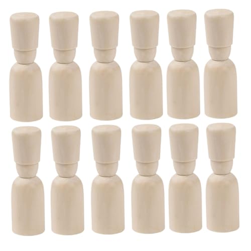 SEWACC 12 Stück Teiliges DIY Holzpuppen Bemalen Handbemalte Holzfiguren für Glatte Oberfläche Leichtes Langlebiges Material Originelles Bastelspielzeug für Jungen und Mädchen von SEWACC
