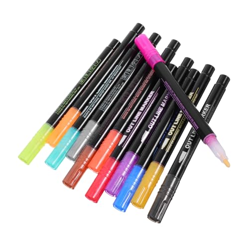 SEWACC 12 Stück Teiliges Glitzer Gelstifte mit Silbernen Konturen Malstifte Robustem Doppellinige Metallic Marker für Scrapbooking Diy Basteln Grußkarten und Kreative Kunstprojekte SEWACC 12 Stück Teiliges Glitzer Gelstifte mit Silbernen Konturen Malstifte Robustem Doppellinige Metallic Marker für Scrapbooking Diy Basteln Grußkarten und Kreative Kunstprojekte von SEWACC