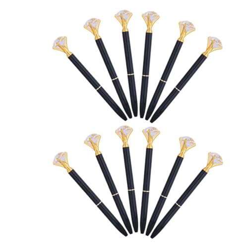SEWACC 12 Stück Teiliges Kugelschreiber Funkelnden Diamanten Metallgehäuse Schwarze Tinte Spitze Eleganter Schreibkomfort für Schule Büro Brautparty und von SEWACC