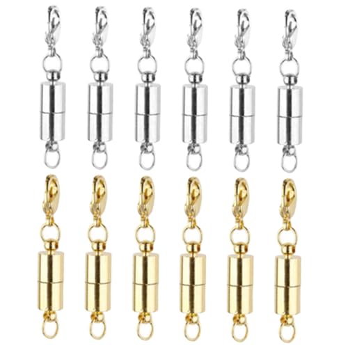 SEWACC 12 Stück Teiliges Magnetische Karabinerverschlüsse für Schmuck DIY Zylindrische Magnetverschlüsse Gold und Silber Vielseitige Verbinder für Armband und Halskette Einfache SEWACC 12 Stück Teiliges Magnetische Karabinerverschlüsse für Schmuck DIY Zylindrische Magnetverschlüsse Gold und Silber Vielseitige Verbinder für Armband und Halskette Einfache von SEWACC