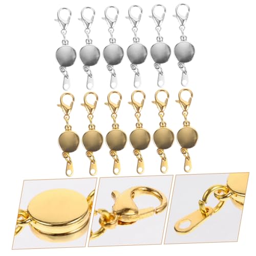 SEWACC 12 Stück Teiliges Magnetverschluss für Halsketten und Armbänder Glänzend Eleganter Runder Flacher Karabinerverschluss in Silber und Gold für DIY Schmuckherstellung und von SEWACC