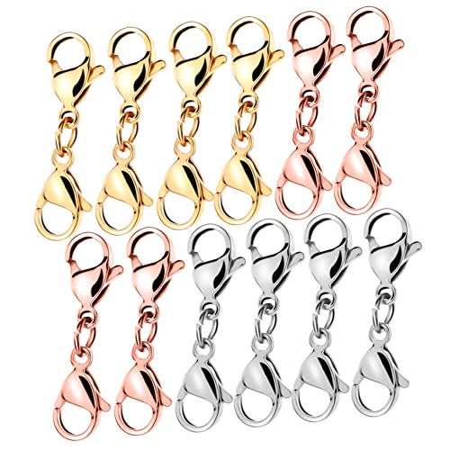 SEWACC 12 Stück Teiliges Metall Lobster Verschluss Gold Stahl und Roségold Doppelseitige Karabiner für Diy Schmuckherstellung Verlängerung von Halsketten Armbändern Schlüsselanhängern von SEWACC