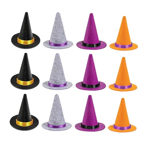 SEWACC 12 Stück Teiliges Mini Filz Hexenhüte Leichte Kleine Hexenhut-dekorationen für Puppenhaus DIY Bastelzubehör Halloween Party Accessoires in Schwarz Lila und Orange SEWACC 12 Stück Teiliges Mini Filz Hexenhüte Leichte Kleine Hexenhut-dekorationen für Puppenhaus DIY Bastelzubehör Halloween Party Accessoires in Schwarz Lila und Orange von SEWACC