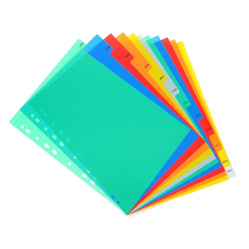 SEWACC 12 Stück Teiliges PP Index Trennblätter mit Bunten Tabs Multifunktionale Register für Ringordner für Büro Schule und Zuhause zur Optimalen Dokumentenorganisation von SEWACC