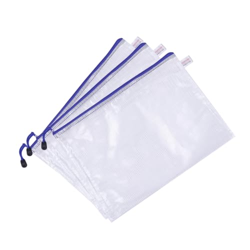 SEWACC 12 Stück Teiliges PVC Dokumententaschen mit Reißverschluss Langlebige Netz organizer für Akten und Unterlagen Wasserabweisend Praktisch für Büro Schule und Zuhause Weiß blau von SEWACC