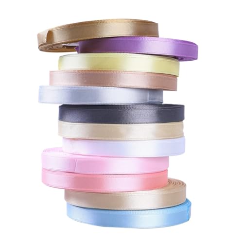 SEWACC 12 Stück Teiliges Satinband Breit Bunte Geschenkband Dekoration für Basteln Schleifen und Verpackung Vielseitiges Seidenband für Festliche Anlässe von SEWACC
