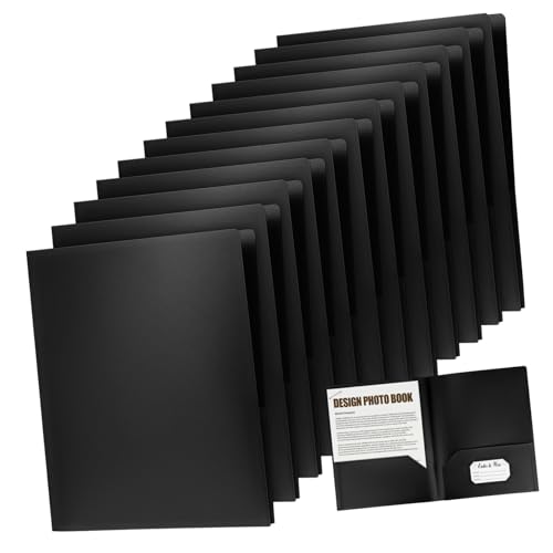 SEWACC 12 Stück Teiliges Schwarze Aktenordner mit Doppel innentaschen und Visitenkartenfach Leichter Mobiler Kunststoff dokumentenhalter für Effiziente Organisation und Professionelles von SEWACC