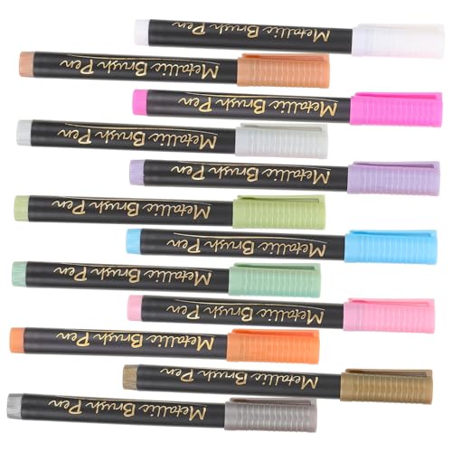 SEWACC 12 Stück Teiliges Set Bunte Metallic Marker Weiche Pinselspitze für Graffiti Kunst und Malerei für Schüler Künstler und Kreative Projekte SEWACC 12 Stück Teiliges Set Bunte Metallic Marker Weiche Pinselspitze für Graffiti Kunst und Malerei für Schüler Künstler und Kreative Projekte von SEWACC