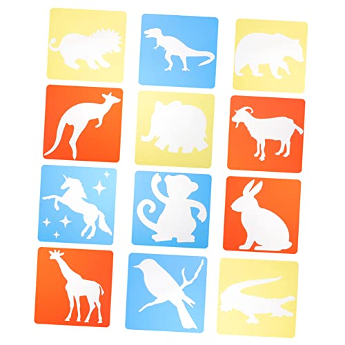 SEWACC 12 Stück Teiliges Set Zeichenschablonen Kunststoff mit Tiermotiven Wiederverwendbare Malvorlagen für Kreative Kinderprojekte für Bastelarbeiten und Deko von SEWACC