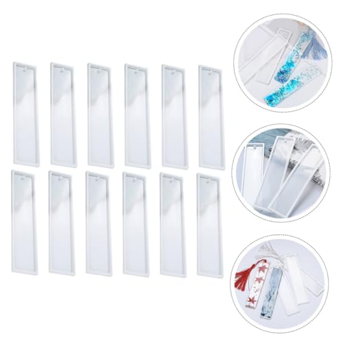 SEWACC 12 Stück Teiliges Silikon Lesezeichen DIY Gießform Rechteckig Flexibel Wiederverwendbar für Epoxidharz Schmuck Anhänger Basteln Geschenkideen für Bastelliebhaber von SEWACC