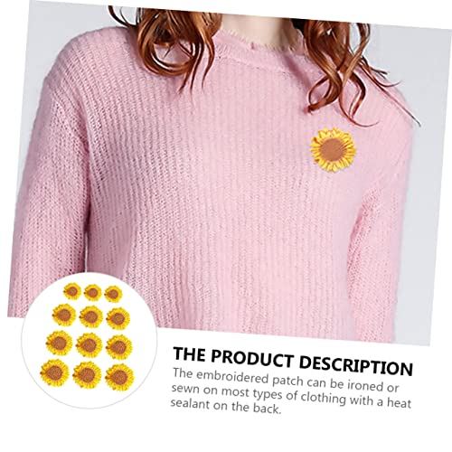 SEWACC 12 Stück Teiliges Sonnenblumen Stickerei Patch zum Aufbügeln Vielseitige DIY Bekleidungs Accessoires Bestickte Applikationen für Kleidung Taschen Hüte Umweltfreundlich und von SEWACC