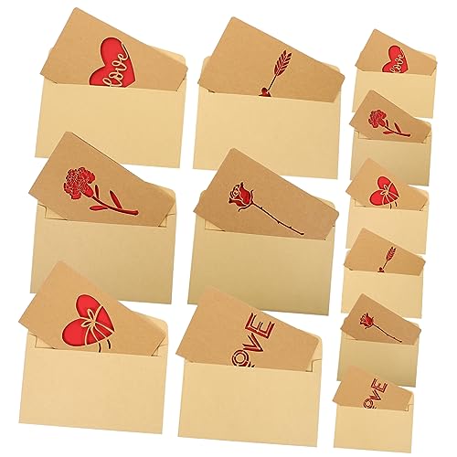 SEWACC 12 Stück Teiliges Vintage Herz Klappkarten aus Kraftpapier Vielseitige Gruß und Segenskarten für Geburtstag Dankeschön Festivalfeiern Liebevolle Botschaften für Familie und von SEWACC