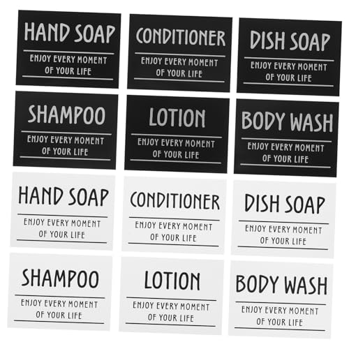 SEWACC 12 Stück Teiliges Wasserdichte Badezimmer etiketten für Flaschen mit Klarer Beschriftung Ölresistent Vielseitig Einsetzbar für Seife Shampoo Conditioner und Lotion Leicht SEWACC 12 Stück Teiliges Wasserdichte Badezimmer etiketten für Flaschen mit Klarer Beschriftung Ölresistent Vielseitig Einsetzbar für Seife Shampoo Conditioner und Lotion Leicht von SEWACC