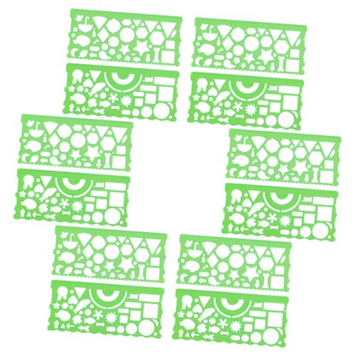 SEWACC 12 Stück Teiliges Zeichenschablonen für Schüler Transparentes Multifunktionales Zeichenlineal aus Robustem Geometrische Malschablonen Leicht Tragbar für Schule und Büro von SEWACC