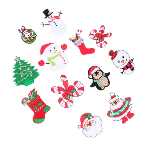SEWACC 12 Stück Weihnachtsmotiv Stickerei Patches für Diy Kleidung Aufbügelbare Applikationen zur Dekoration von Jeans Taschen und Mehr von SEWACC