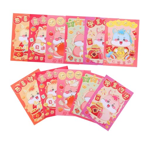 SEWACC 120 Stück Chinesische Hongbao Jahr Des Pferdes Rote Umschläge für Chinesisches Neujahr mit Cartoon Pferdemotiv Traditionelle Glücksgeldumschläge für Frühlingsfest und von SEWACC