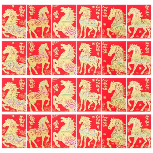 SEWACC 120 Stück Chinesische Rote Geldumschläge, 2026 Vietnamesisches Neujahrsfest, Rote Päckchen, Papier, Frühlingsfest, Glückspäckchen für Geburtstagshochzeitsfeier von SEWACC