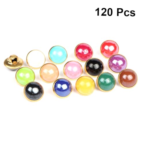 SEWACC 120 Stück Perlenknöpfe mit Kupferbasis Kleine Bunte Perlenkappen zum Basteln Annähen und Scrapbooking Vielseitige Schmuck und DIY Handwerksknöpfe von SEWACC