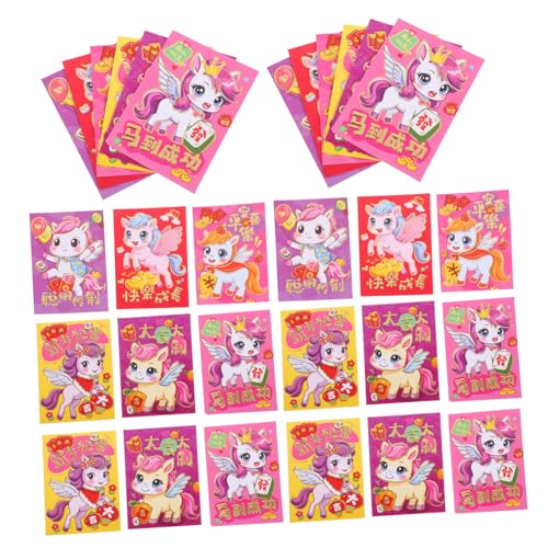 SEWACC 120 Stück Pferd Jahr Glücksumschläge Rote Briefumschläge aus Papier mit Cartoon Pferd Motiv für Chinesisches Neujahr Frühlingsfest Geburtstag Hochzeit Feier von SEWACC