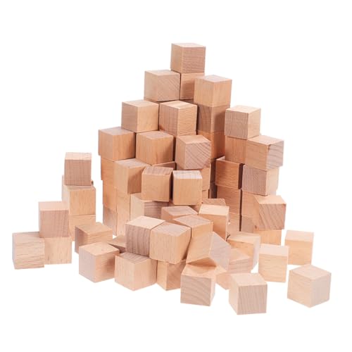 SEWACC 120 Stück Teiliges Naturbelassene Unbehandelte Holzklötze Quadratische Bauklötze für Originelles Stapeln von Feinmotorik Räumlichem Denken und DIY handwerksprojekten von SEWACC