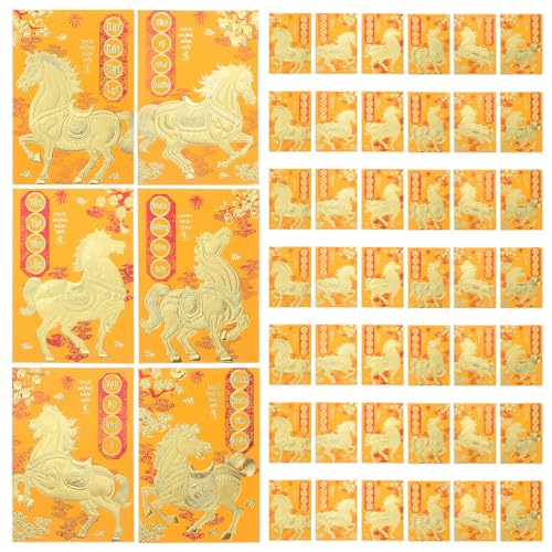 SEWACC 120 Stück Umschläge zum Vietnamesischen Neujahrsfest – Rote Geldumschläge für Bargeld – Design „jahr Des Pferdes 2026“ – Hong Bao Red Packet (gelb) von SEWACC