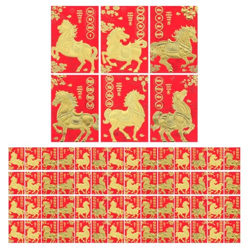 SEWACC 120 Stück Vietnamesische Neujahrsumschläge – Rote Geldumschläge für Bargeld – Design „jahr Des Pferdes 2026“ – Hong Bao Red Packet von SEWACC