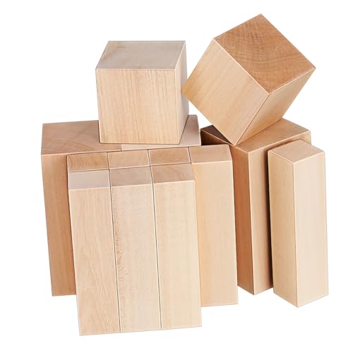 SEWACC 13 Stück Teiliges Basswood Schnitzholz aus Massivem Lindenholz Fein Strukturiert zum Schnitzen Basteln und DIY Holzkunst für Künstler Anfänger und Hobbybastler von SEWACC