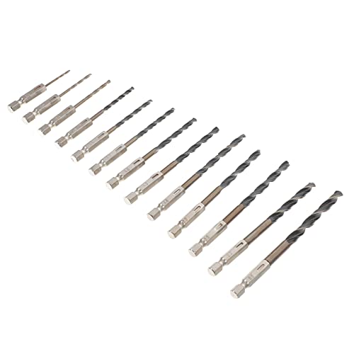 SEWACC 13 Stück Teiliges Spiralbohrer Set mit Sechskantschaft für Holz Metall Aluminium Kunststoff Schnelles Ausspänen Kompatibel mit Akkuschrauber und Bohrfutter von SEWACC