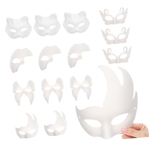 SEWACC 15 Stück Malbare Papiermaske für Karneval Halloween und Cosplay Leicht und Bequem für Kreative Designs und Gruppenaktivitäten von SEWACC
