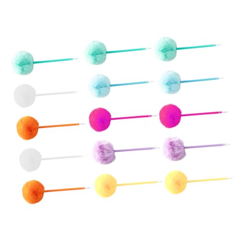 SEWACC 15 Stück Teiliges Bunte Pom Pom Kugelschreiber für Mädchen Flauschige Party-büro-schulstifte mit Weichem Griff Farbenfrohe Kugelschreiber für Weihnachten Geburtstag Klassenzimmer von SEWACC