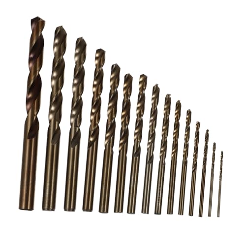 SEWACC 15 Stück Teiliges Hochgeschwindigkeitsstahl Hartmetall Bohrerset Spiralgewickelte Bohrer für Gehärtete Metalle Edelstahl Gusseisen Inklusive Aufbewahrungsbox für Metallbohrungen von SEWACC
