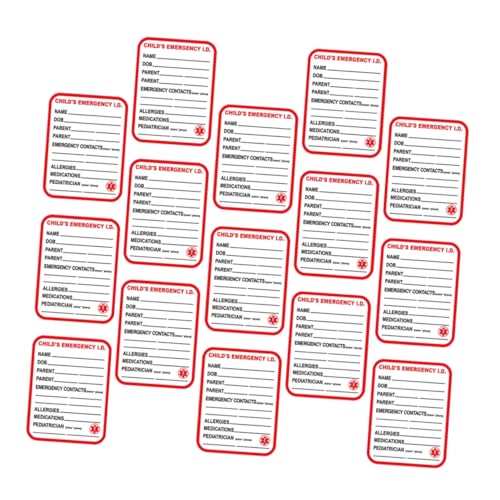 SEWACC 15 Stück Teiliges Medizinischer Informationsetiketten für Selbstklebende Notfallaufkleber für Autos Wetterfest Einfach zu Beschriften für Sicherheitsinformationen und von SEWACC