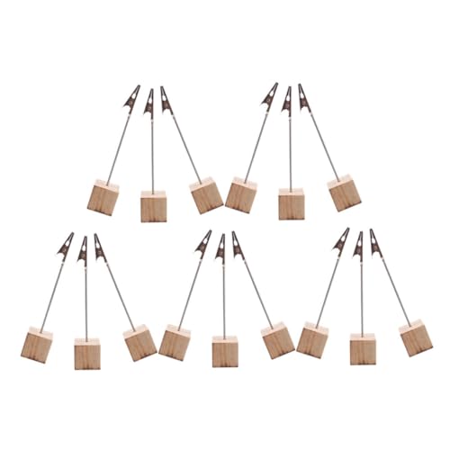 SEWACC 15 Stück Teiliges Retro Holz Tischkartenhalter Multifunktionale Fotohalter für Büro Hochzeiten Partys Stabiler Klemmenhalter für Fotos Visitenkarten und Notizen von SEWACC