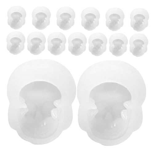 SEWACC 15 Stück Teiliges Silikon-schädel-formset Detaillierte DIY Schmuckanhänger Gießform Kompatibel mit Harz und Epoxid Antihaftbeschichtet Vielseitig für Halloween und Bastelprojekte von SEWACC