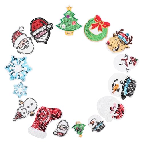 SEWACC 15 Stück Teiliges Weihnachts aufnäher Pailletten Bestickte DIY Applikationen für Kleidung Jacken Jeans Hosen Rucksäcke Hüte zum Aufbügeln und Reparieren Festliche Dekoration SEWACC 15 Stück Teiliges Weihnachts aufnäher Pailletten Bestickte DIY Applikationen für Kleidung Jacken Jeans Hosen Rucksäcke Hüte zum Aufbügeln und Reparieren Festliche Dekoration von SEWACC