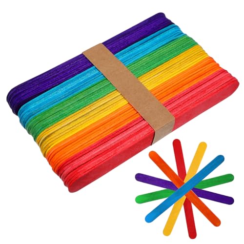 SEWACC 150Stücke Farbige Holz Bastelstöcke Jumbo für Kreative DIY Projekte und Splitterfrei für Kinderhandwerk und Bastelarbeiten von SEWACC