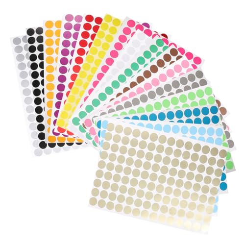 SEWACC 16 Blatt Bunte Selbstklebende Rundpunkte Farbige Codierungssticker für Büro Lager und Klassenzimmer Nummerierte Etiketten zur Einfachen Markierung und Organisation von SEWACC