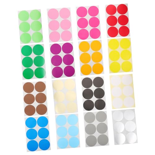 SEWACC 16 Blatt Farbige Runde Aufkleber Wasserfest Selbstklebend Bunte Punktetiketten für Büro Schule Inventar Organisation von SEWACC