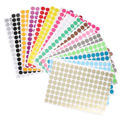 SEWACC 16 Blatt Selbstklebende Runde Etiketten für Farbkennzeichnung Wasserfeste Coded Sticker für Büro Lager und Bastelprojekte von SEWACC