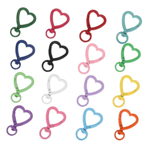 SEWACC 16 Stück Teiliges Herz-karabiner Schlüsselanhänger aus Robustem Zinklegierung Drehbarer Federverschluss Bunte Metallclips für DIY Schmuck Sichere Schnellverschluss-haken Vielseitig SEWACC 16 Stück Teiliges Herz-karabiner Schlüsselanhänger aus Robustem Zinklegierung Drehbarer Federverschluss Bunte Metallclips für DIY Schmuck Sichere Schnellverschluss-haken Vielseitig von SEWACC