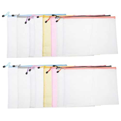 SEWACC 16 Stück Teiliges Transparente Dokumententaschen mit Reißverschluss Wasserdichte PVC Mesh Aufbewahrungstaschen in Farben Sichere Zipper Pouches für Büro Schule Reise und von SEWACC