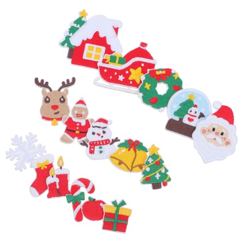 SEWACC 16 Stück Teiliges Weihnachts Patches zum Aufbügeln Gestickte Applikationen für Kleidung Rucksack und Diy Dekorationen Weihnachtsmann Schneemann und Festlichen Motiven von SEWACC