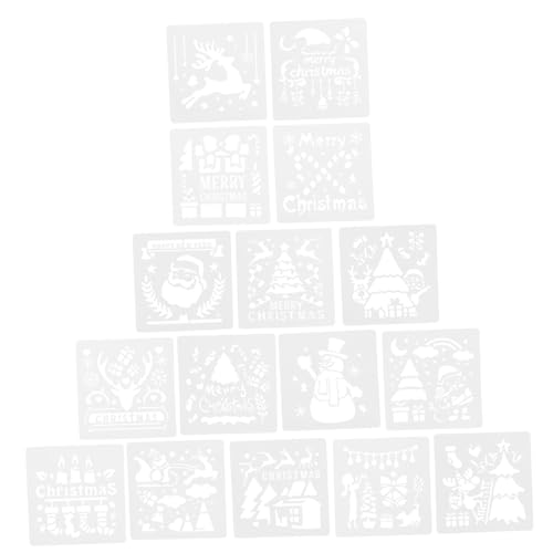 SEWACC 16 Stück Teiliges Weihnachts Schablonen Pet Material für Diy Malerei und Bastelprojekte für Kreative Wand und Möbelgestaltung von SEWACC
