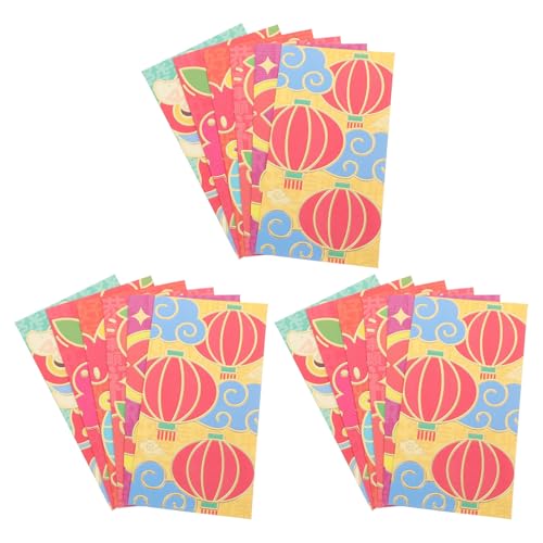 SEWACC 18 Stück Teiliges Bunte Rote Umschläge aus Irisierendem Papier Reißfest mit Chinesischen Neujahrs cartoonmotiven Dekorative Geldumschläge für Lunar Year Glückssymbole für von SEWACC