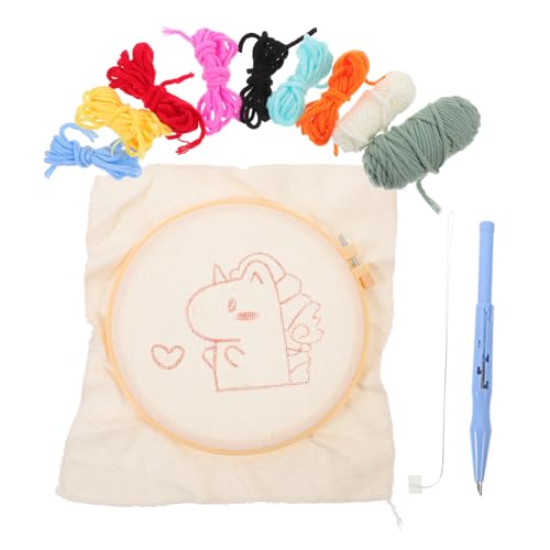 SEWACC 1Stück Handgemachtes Einhorn Stickkit DIY Stickerei mit Fäden Nadeln für Kreative Wanddekoration Sicher Leicht zu Verwenden von SEWACC