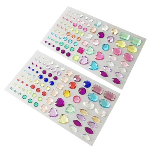 SEWACC 2 Blätter DIY Acryl Kristall Strasssteine Selbstklebend Bunte Handy Aufkleber für Bastelarbeiten Scrapbooking Dekoration Vielfältige Formen für Handy Party Geschenke Kunstprojekte von SEWACC